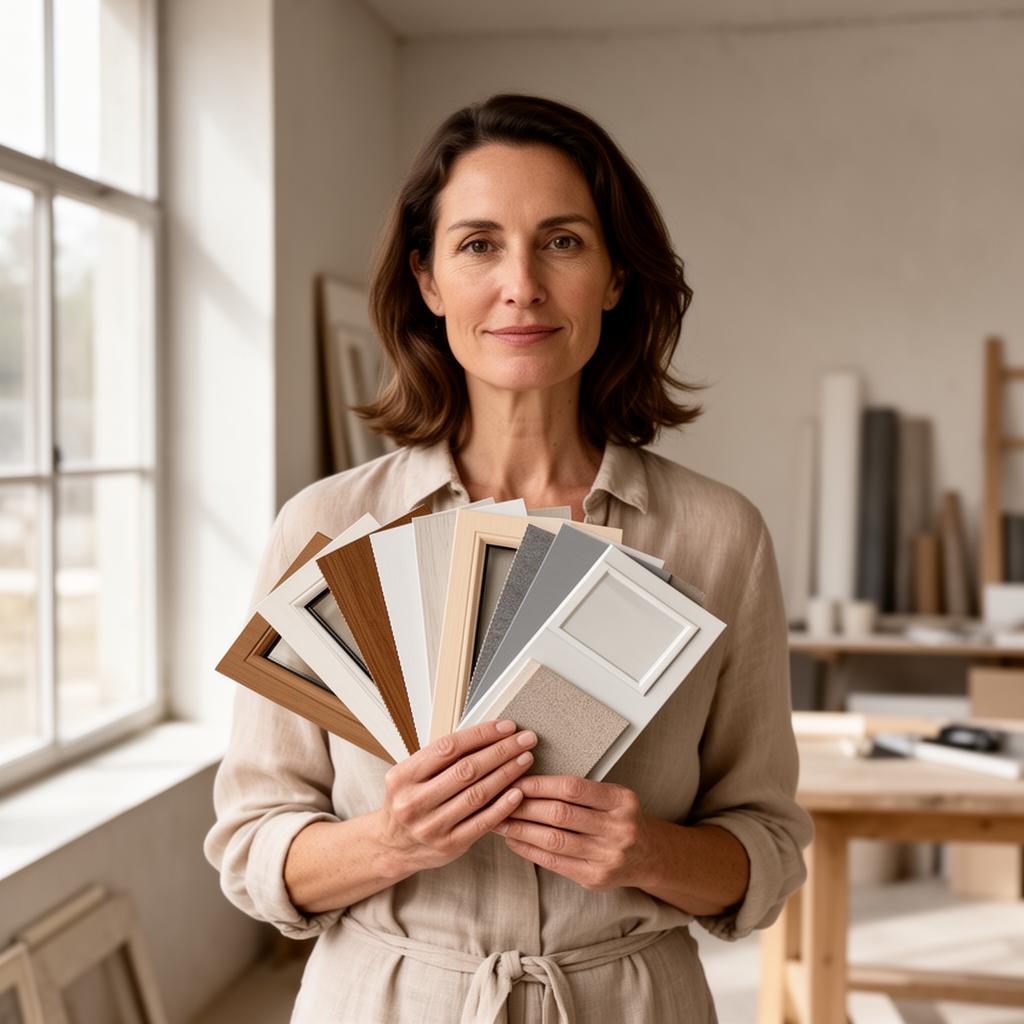 On-staff interior designer with window finish samples